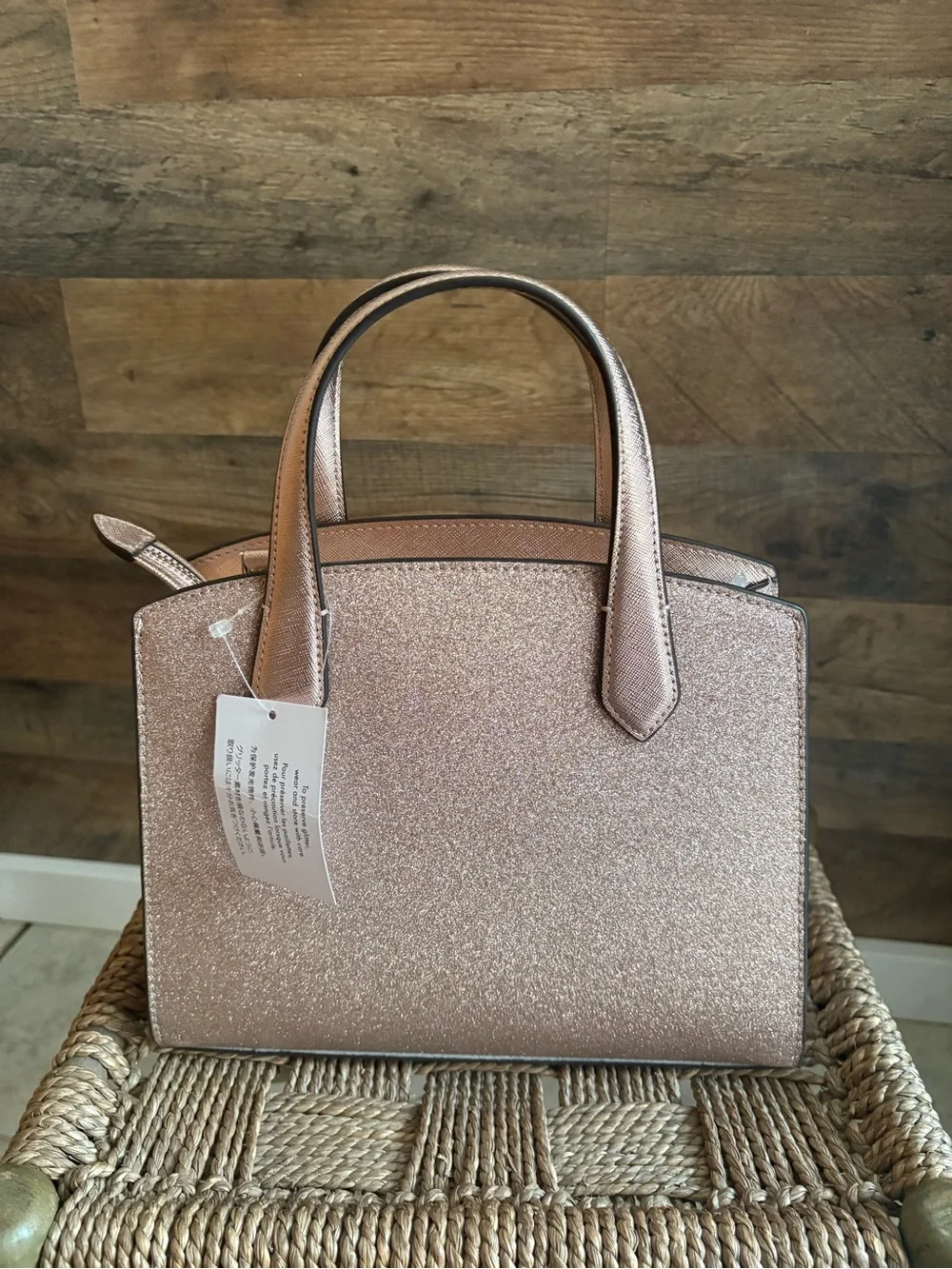 kate spade glitter rose gold satchel